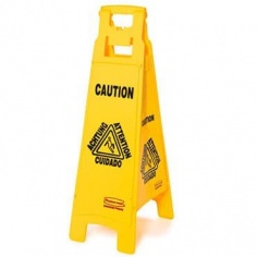 Предупреждающий знак "Внимание, мокрый пол" раскладной, 4-сторонний FG611400YEL